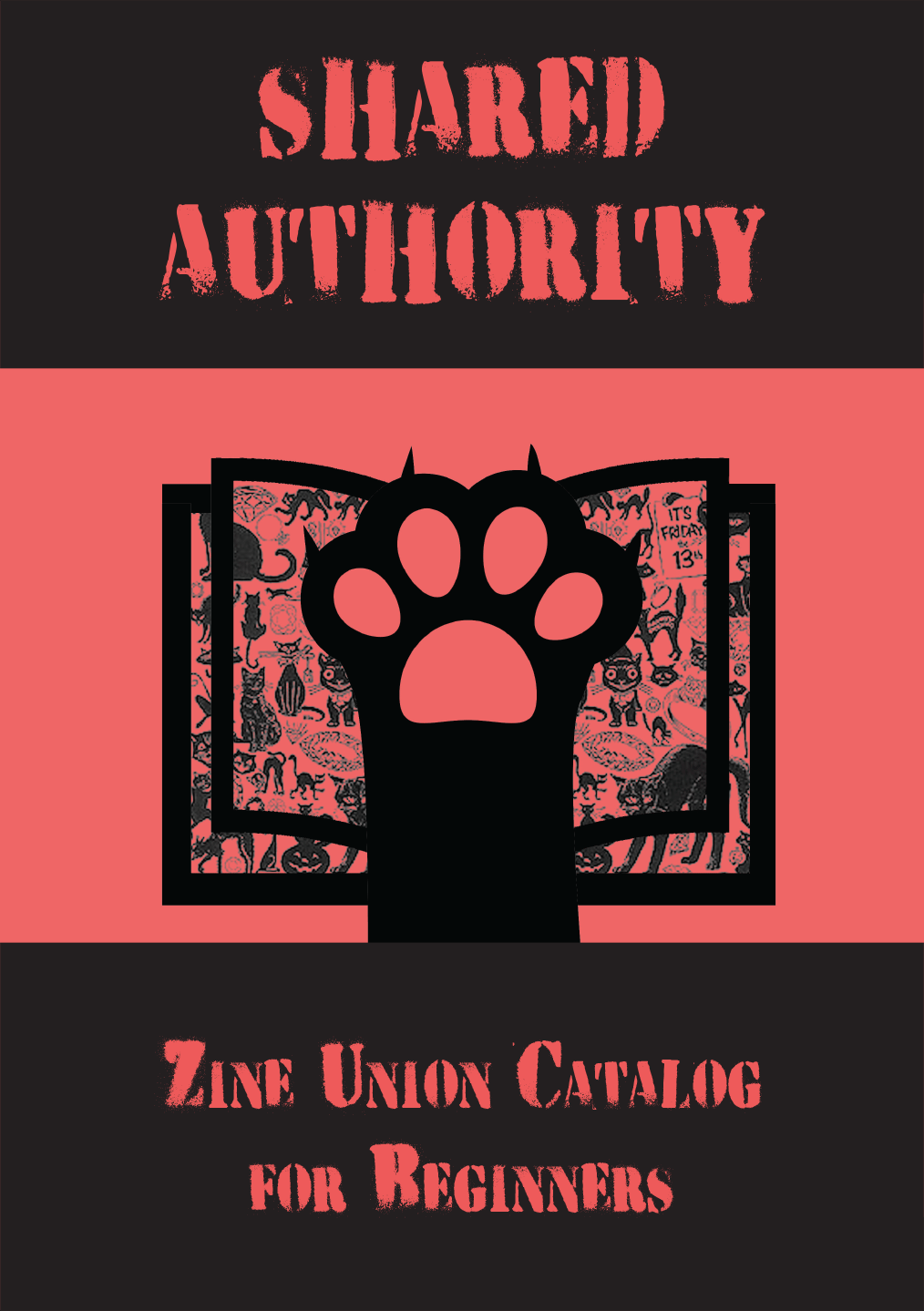 The cover page for Shared Authority featuring the red and black ZineCat paw logo.